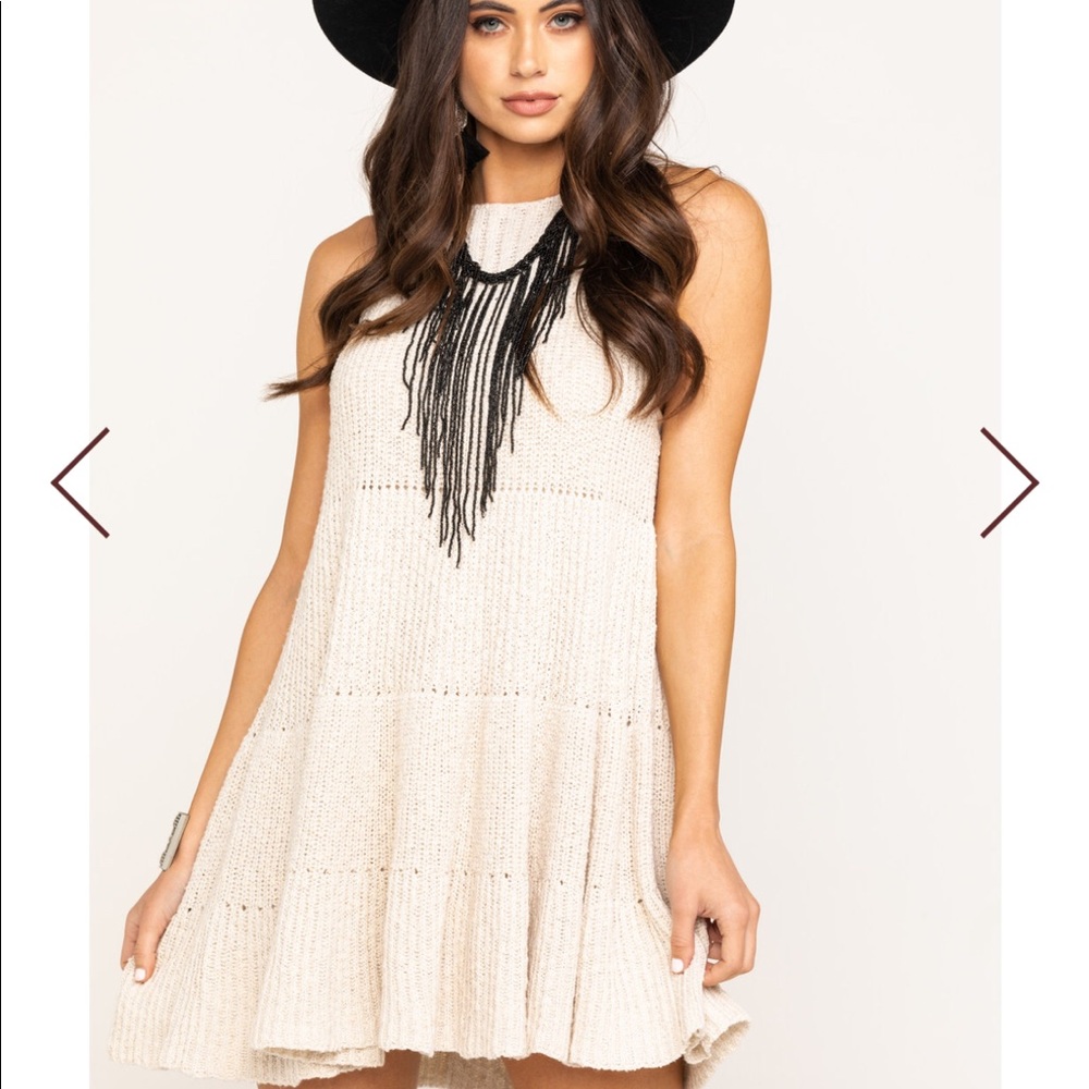 Free People Waterfall Ruffle cream dress size S